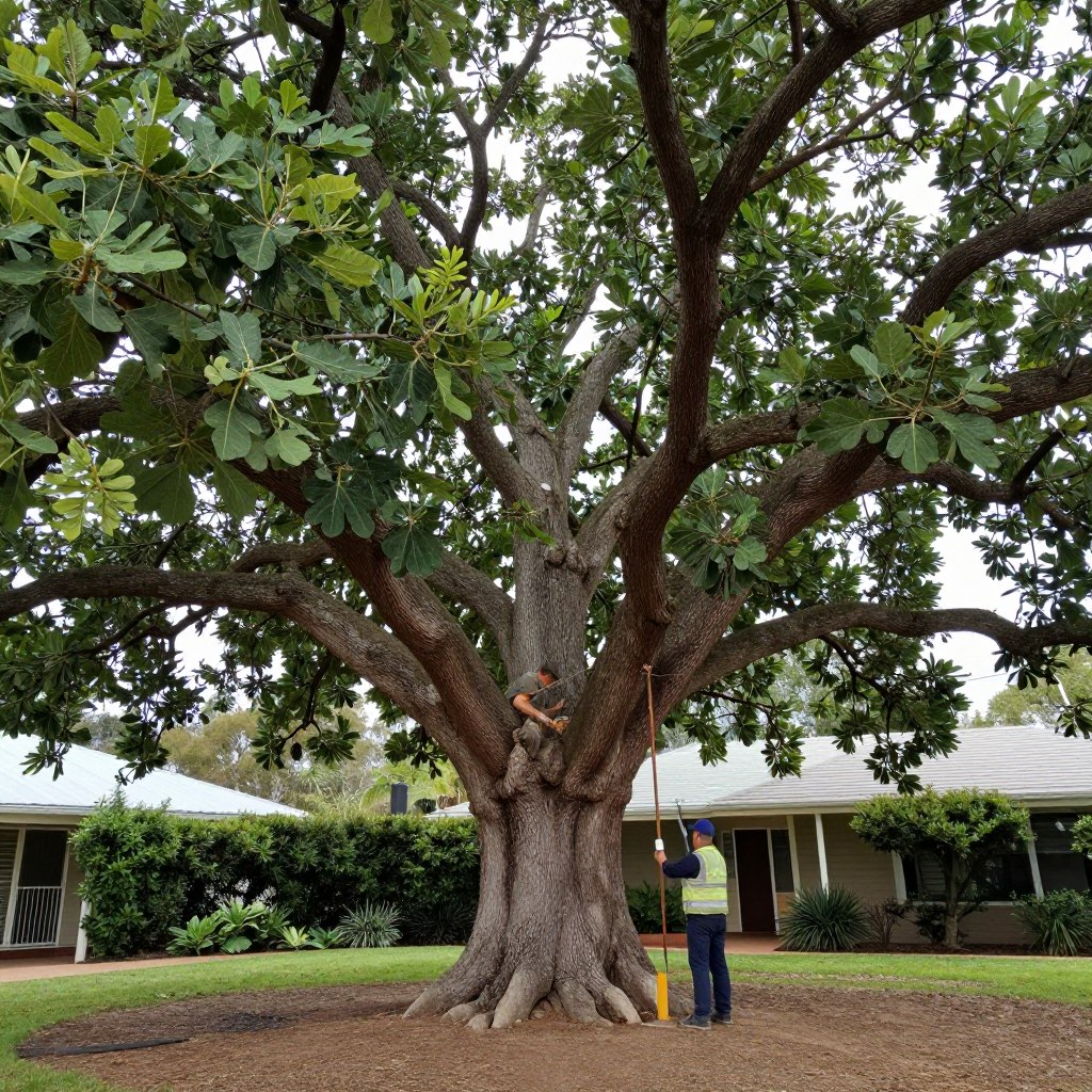 Large heritage tree in Clayfield receiving professional arborist care